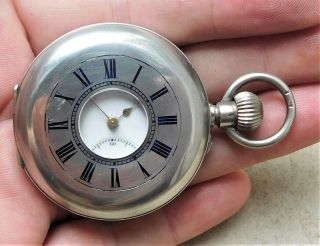 C1910 Silver Mechanical Half Hunter Pocket Watch Vintage Antique