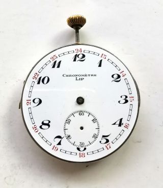 Antique Chronometre Lip Chronometer Pocket Watch Movement & Dial Well