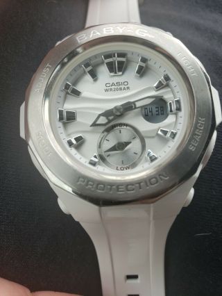 Casio Baby G Shock Bga - 220 Womens White/ Perl Analog Digital Watch Ladies