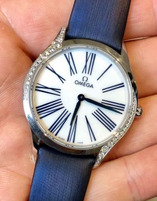 Ladies Stainless Steel & Diamond Omega De Ville Tresor Wrist Watch