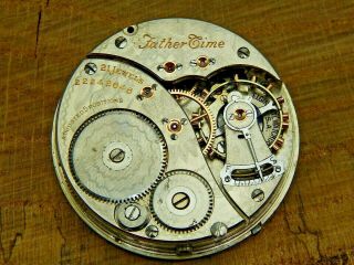 Antique Pocket Watch Movement Rr Grade Elgin Father Time 454 21 Jewel 16 Size