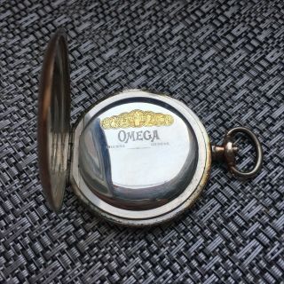 Vintage Rare Swiss OMEGA Pocket Watch 0,  900 Solid Silver Case 37,  5 mm 6