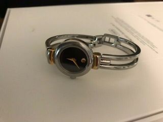 Ladies Movado Harmony Two - Tone Stainless Steel Black Dial Bangle Watch