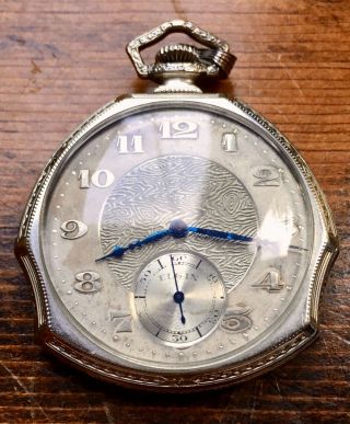 1925 Antique Elgin Open Face Pocket Watch Gold Filled 17j Only 9000 Made