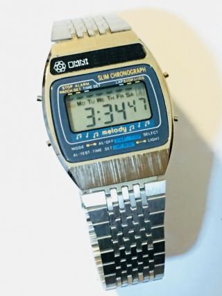 Vintage Omni Melody Men’s Lcd Alarm Slim Chronograph Digital Wrist Watch (10749m)