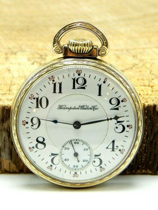 Antique 1915 Hampden " Wm.  Mckinley " 16 Size 10k Rgp Pocket Watch 17 Jewels