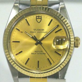 Tudor Prince Oyster Date 74033 Gold Dial Automatic Men 