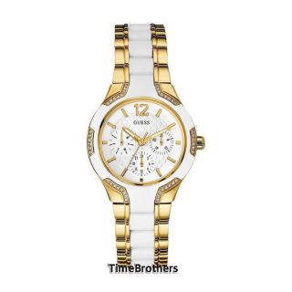 Guess Watch For Women White Dial W/gold Accents Silicone Band U0556l2