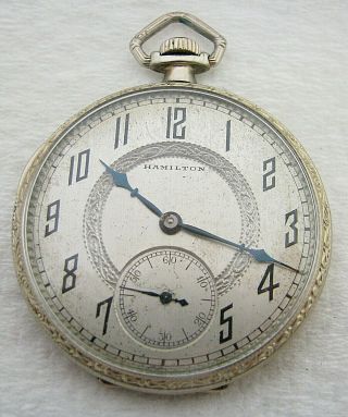Vintage 12s Art Deco Hamilton 912 17 Jewel Gold Filled Pocket Watch