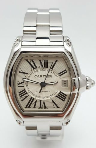 Cartier Roadster 2510 Mens Automatic Silver Dial Stainless Steel 37mm Date Watch