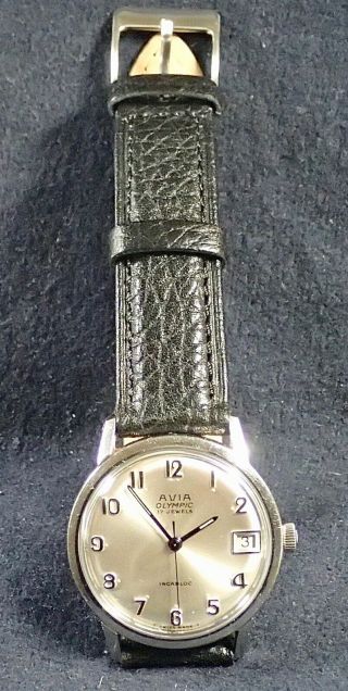 Good Vintage Gents Avia Olympic Wristwatch Circa 1970`s