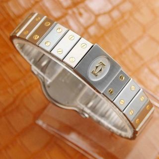 Cartier 18k Gold Diamond Stainless St Santos 30mm Unisex Swiss Quartz Watch S197 7