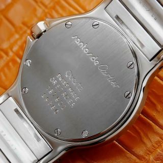 Cartier 18k Gold Diamond Stainless St Santos 30mm Unisex Swiss Quartz Watch S197 8