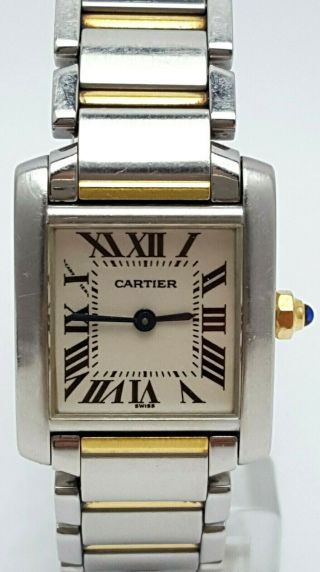 Cartier Tank Francaise 2384 Two Tone 18k & Stainless Steel Quartz Ladies Watch