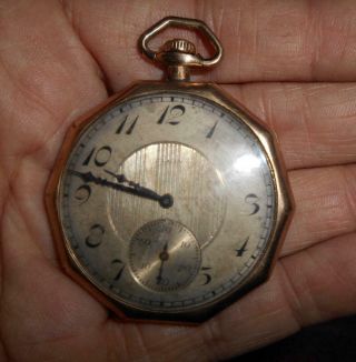 Vintage Octagon Gold Filled Elgin Pocket Watch Parts Repair