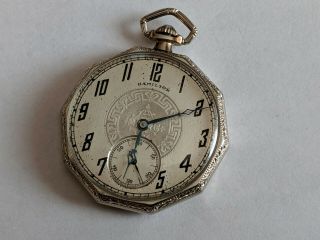 Ornate Vintage Hamilton 912 Art Deco 14k Gold Filled 12s 17j Pocket Watch No Res