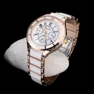 Wome1s Watch Quartz Round Rose Gold Stainless Steel Luxury For Ladies Wristwatch