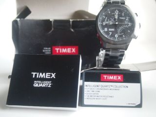 Timex Intelligent Quartz Fly - Back Chronograph Watch All - Black Steel Bracelet