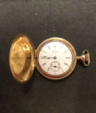 Vintage 1900’s Wind - Up Gold Elgin Pocket Watch N Keeps Time Perfectly