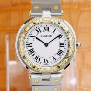 Cartier Santos Ronde 32mm 18k Gold And Stainless Steel Mens Diamond Watch O189