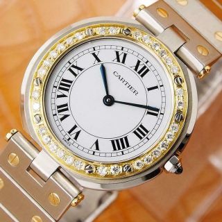 Cartier Santos Ronde 32mm 18k Gold and Stainless Steel Mens Diamond Watch O189 2