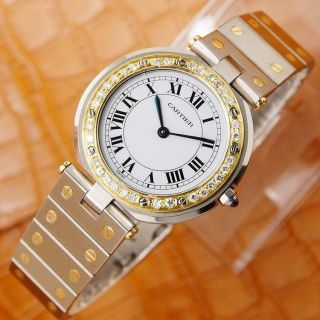 Cartier Santos Ronde 32mm 18k Gold and Stainless Steel Mens Diamond Watch O189 4