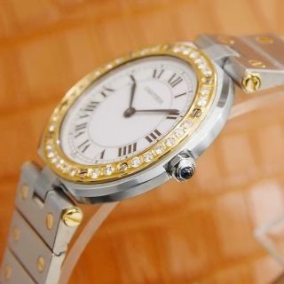 Cartier Santos Ronde 32mm 18k Gold and Stainless Steel Mens Diamond Watch O189 5