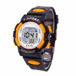 Digital LED Watch Sports Waterproof Round For Boys Kids Alarm Date Wristwatches 4
