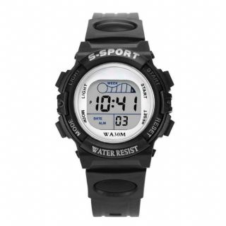 Digital LED Watch Sports Waterproof Round For Boys Kids Alarm Date Wristwatches 5