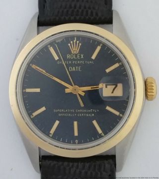 Vintage Rolex 18k Gold Ss 1500 Date Watch Smooth Bezel Cal 1570 Chronometer