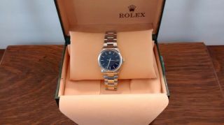 Vintage Rolex Oyster Perpetual Air King 5500 Stainless Watch,  Blue Face,
