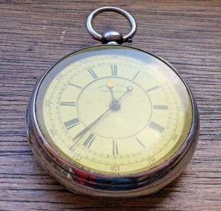 Victorian 1885 Sterling Silver Centre Second Chronograph Pocket Watch - Ticking