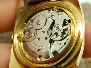 Vintage Swiss Made Solar 17 Jewels Men ' s Square Dress Wrist Watch Gold Toned 6