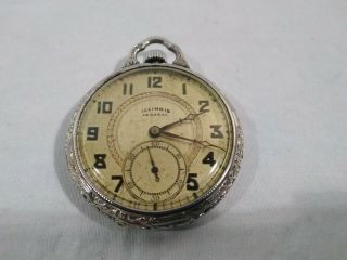 Antique Illinois Central 21j Pocket Watch 12s Open Face 14k Gold Filled Case