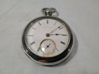 Antique Elgin Key Wind 11j Pocket Watch 18s W.  H.  Ferry /sterling Silver Case