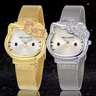 Hello Kitty Gold Silver Watch Cartoon Watches Girl 