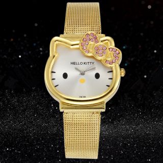 Hello Kitty Gold Silver Watch Cartoon Watches Girl ' s Children Wristwatch Casual 5