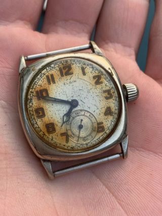 Vintage Art Deco Elgin Mans Wrist Watch Running Estate Find
