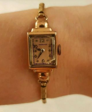 Vintage Hamilton Ladies Wrist Watch 20 10k Made In Usa