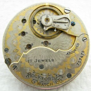 Antique 18s Rockford Grade 925 17 Jewel Pocket Watch Movement Parts
