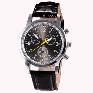 Luxury Fashion Wristwatch Faux Leather Men 