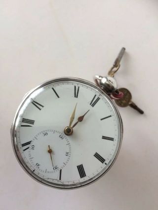 Antique 1875 London Solid Silver Fusee Pocket Watch Quality With Key