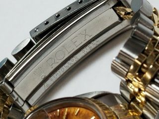 Vintage Ladies Rolex Datejust Gold Steel 6917 Rare Wood Dial Watch 11