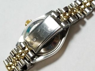 Vintage Ladies Rolex Datejust Gold Steel 6917 Rare Wood Dial Watch 12