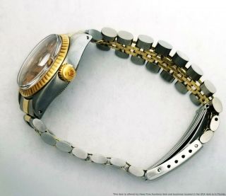 Vintage Ladies Rolex Datejust Gold Steel 6917 Rare Wood Dial Watch 7