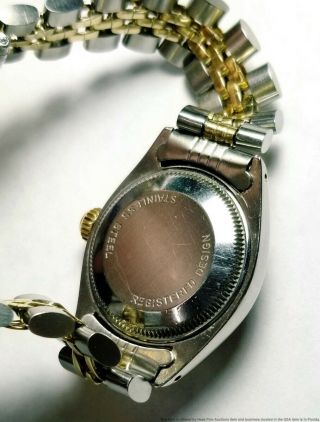 Vintage Ladies Rolex Datejust Gold Steel 6917 Rare Wood Dial Watch 8