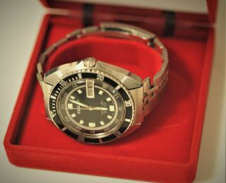 Vintage Rare Citizen Para 100m Water Diver W/date Day 21 Jewels " Huge Case "
