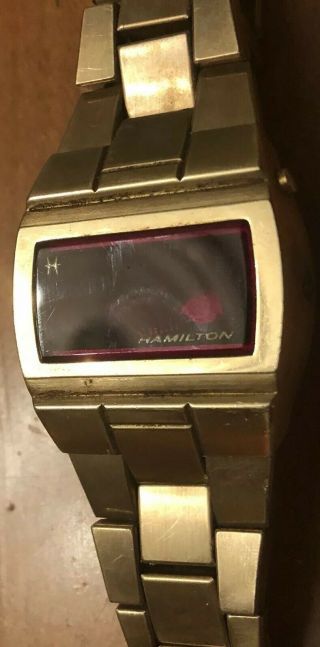 Rare Vintage 10k Gold Hamilton Led Digital Men Wrist Watch