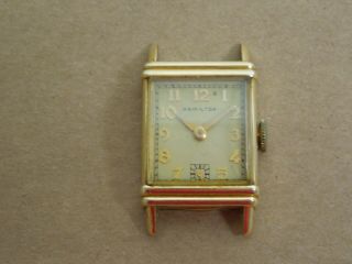 Watchmakers Estate Hamilton 19j 982 Wrist Watch Head 14k Gf Case Lester 1941
