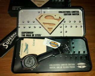 In Tin Fossil Limited Edition Superman Watch 1995 Collectible